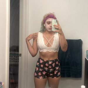 White Bralette & Flowered Shorts $23.95 w/shipping